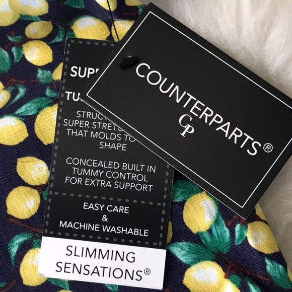 NWT Counterparts super stretch Slimming Sensation lemon design pull on shorts - Picture 3 of 9